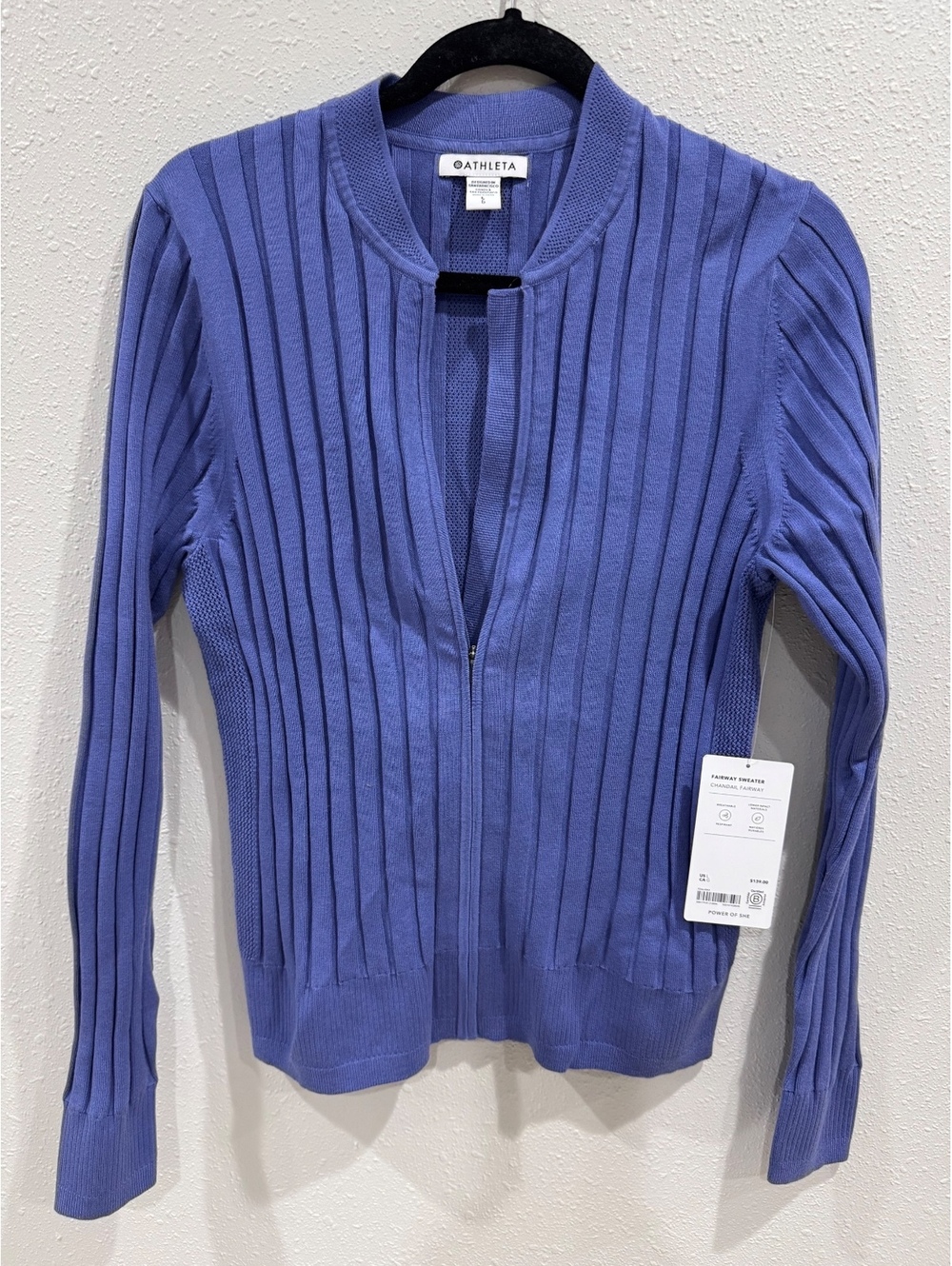 Athleta Fairway Sweater Women’s Large Adonis Blue Full Zip Golf Cardigan